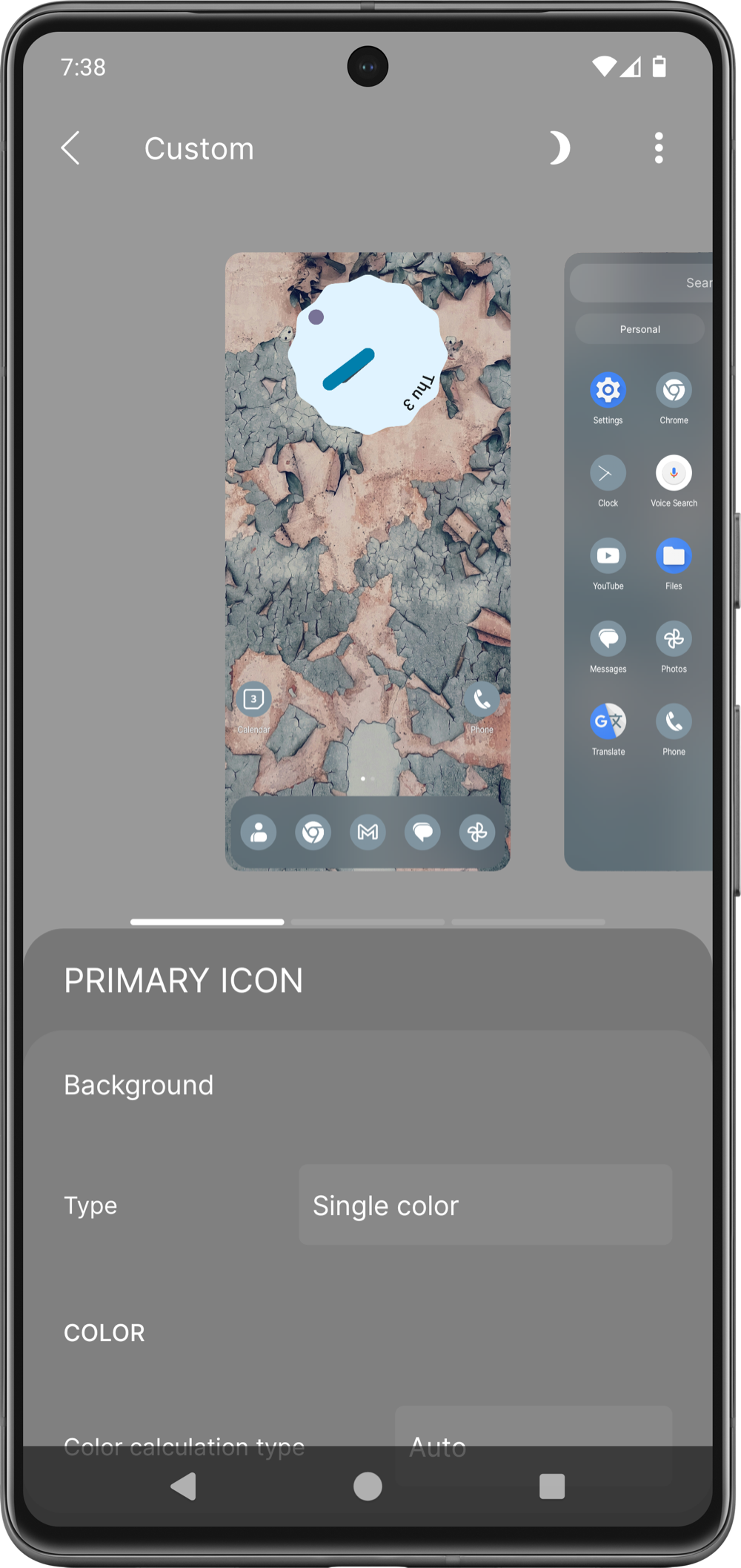 Monochrome icon theme editor preview