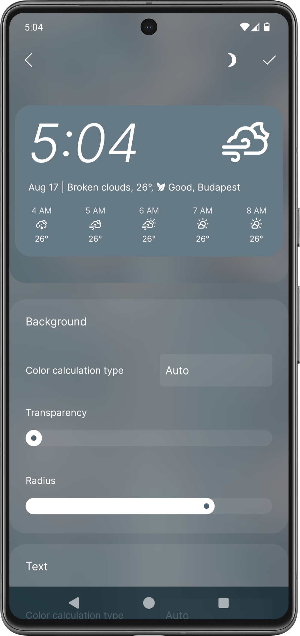 Built in widget configuration preview