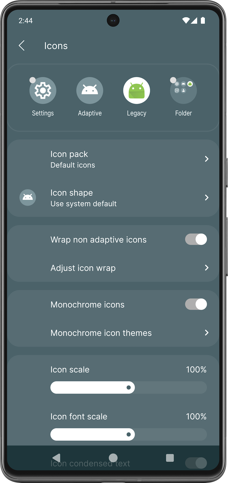 Icon settings preview