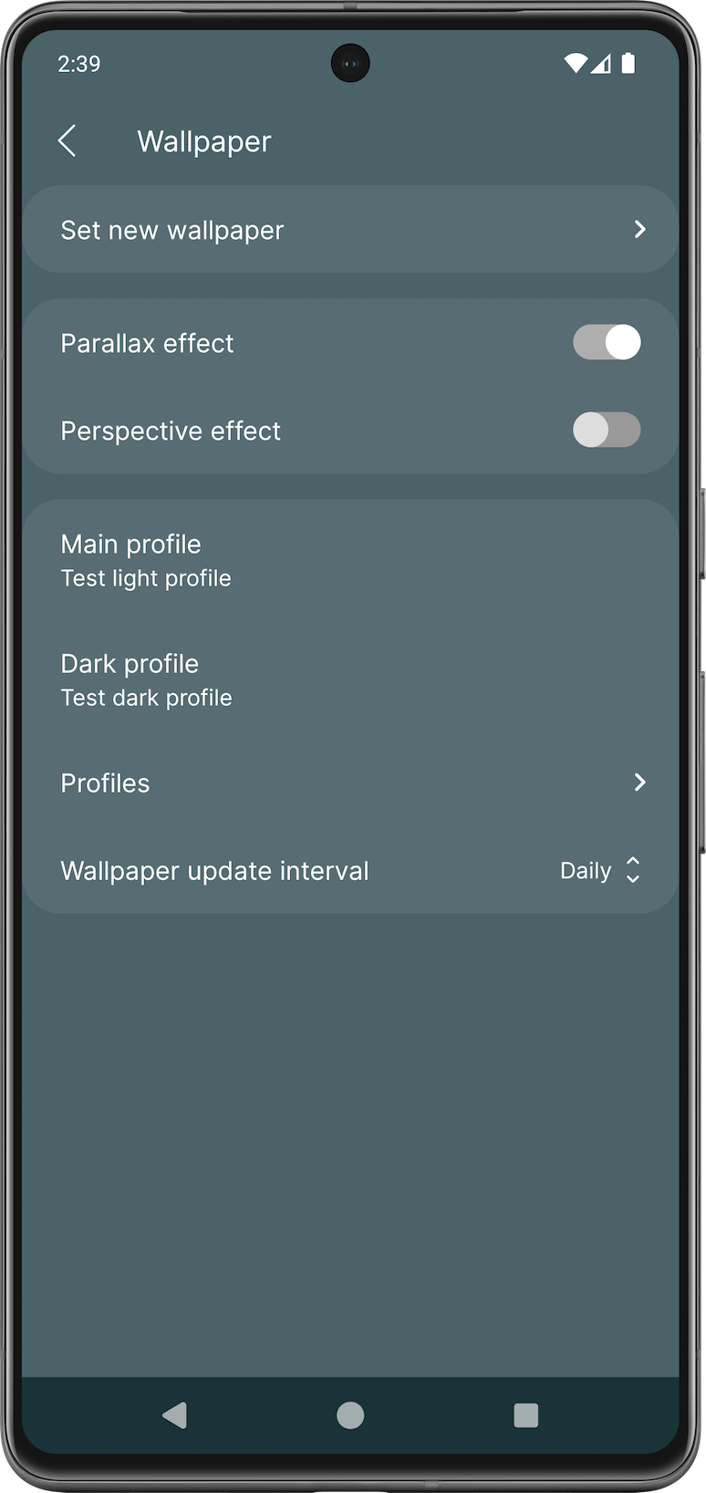 Wallpaper settings preview