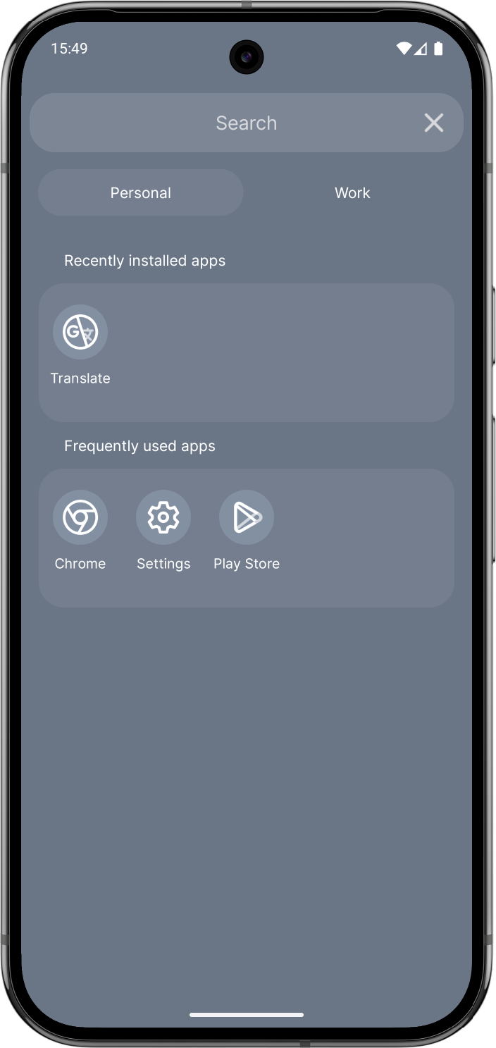 App drawer recently installed apps' preview