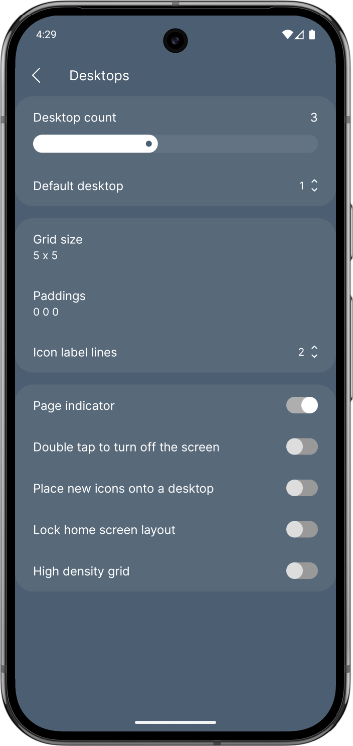 Desktops settings preview