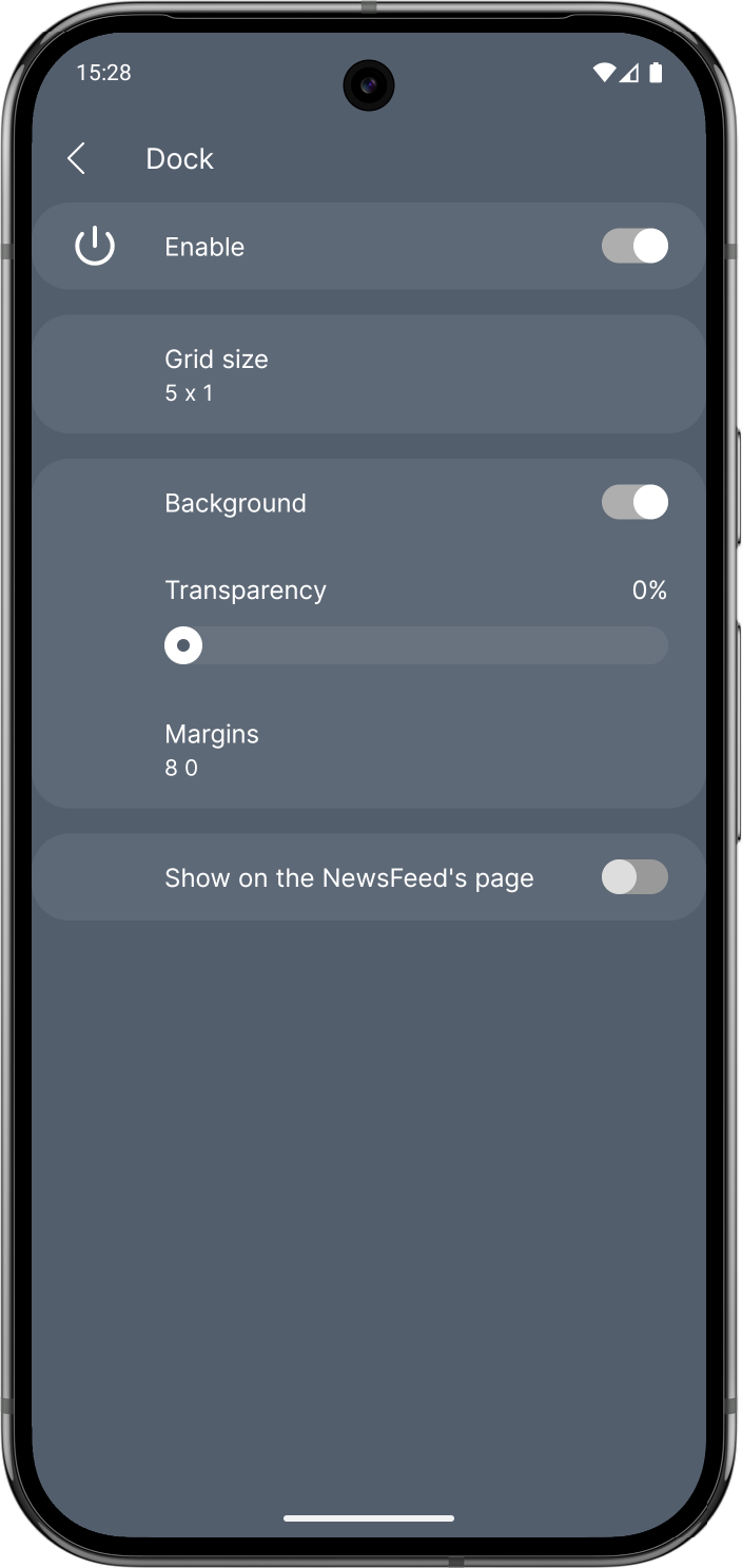 Dock settings preview