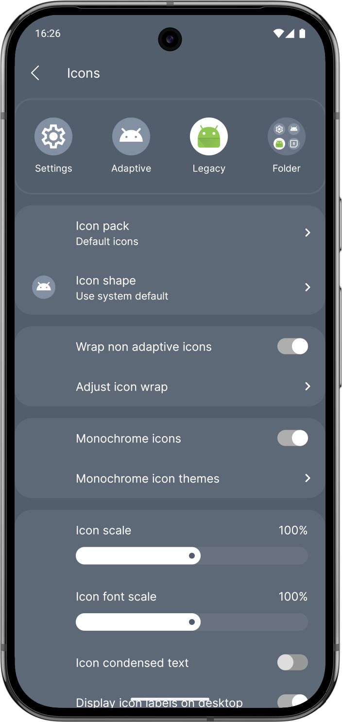 Icon settings preview