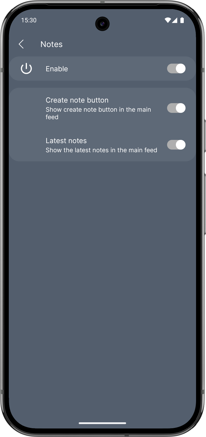 Notes settings preview
