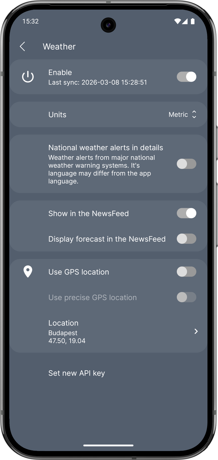Weather settings preview