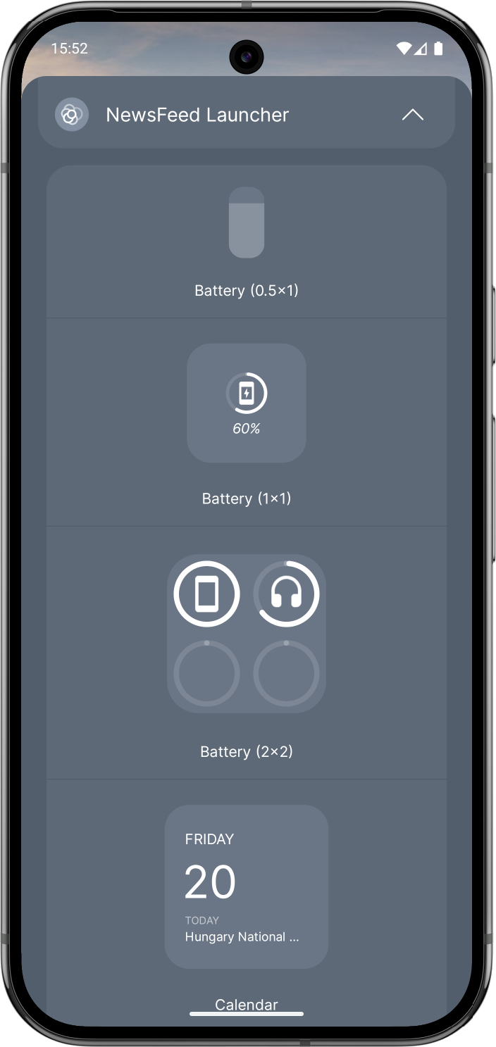 Built in widgets' preview